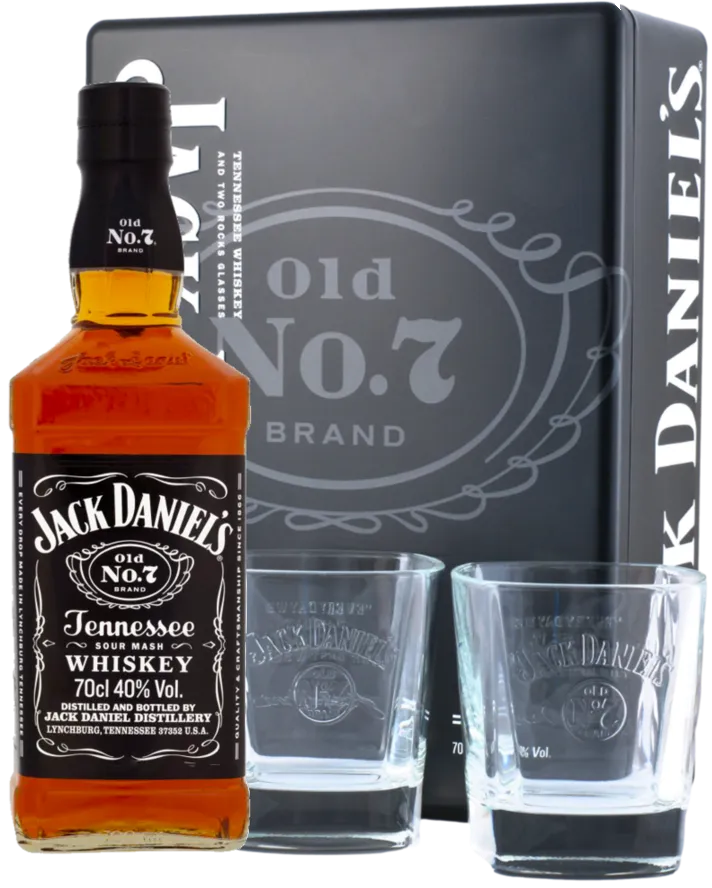 Jack Daniel's + plechová kazeta + 2 skleničky 0,7l 40%