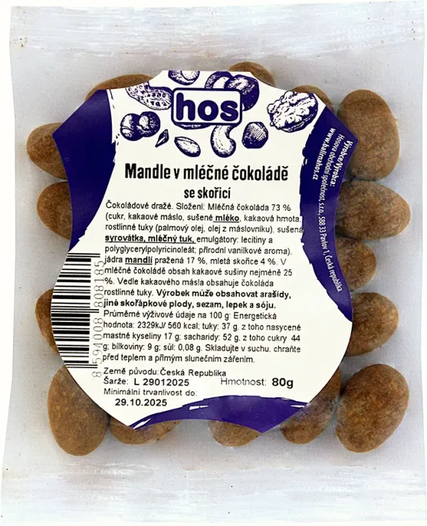 Produkt MANDLE V ČOKOLÁDĚ SE SKOŘICÍ  80G Obrázek